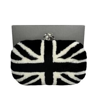Alexander McQueen UK Bag Mink Skull Brittania Minaudiere Fur Clutch Union Jack